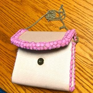 Pink Purse Pink shells mini clutch Upcycle Handmade Artisian
